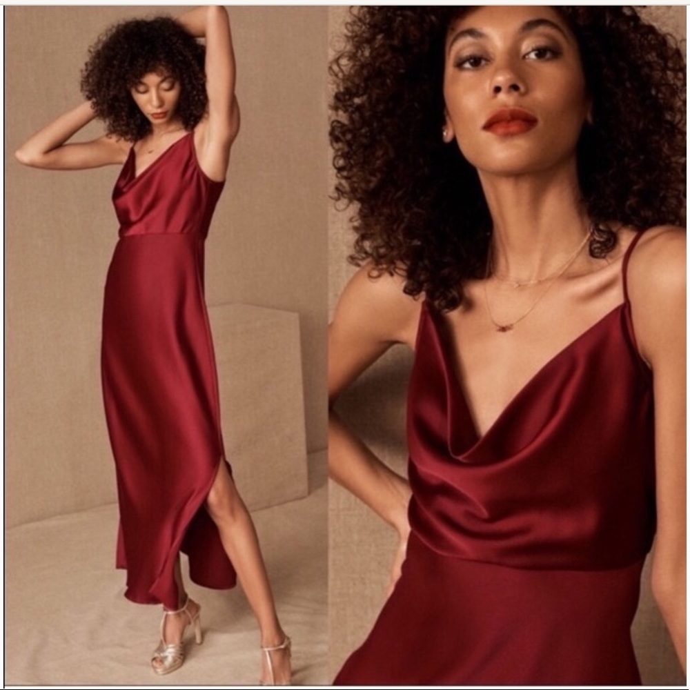 NWT BHLDN CALI SATIN CHARMEUSE SLIP DRESS